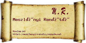 Meszlényi Renátó névjegykártya